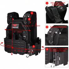 2PCS SETS/ONE ORDER--YAKEDA Tactical Training Vest Sets, Quick Release Molle Airsoft Vest, Adjustable Comfortable Wearing For Men - 黑色 - 查看 3