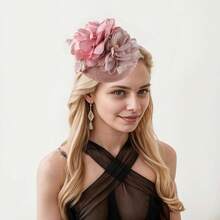 Fascinators Hats Women,Tea Party Fascinator Hair Clip With Feathers Wedding,Derby Hats Headbands - Style6-粉紅色 - 查看 3