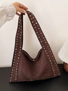 Women's Shoulder Bag, Women's Tote Bag, Large Capacity, Fashion, Elegant, Minimalist, Personalized Metal Crescent Moon Bag, Suitable For Women, Girls, College Students