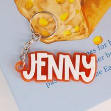 Chaveiro de acrílico personalizado com nome Blod, crachá de acrílico, crachá de mochila, bolsa de fraldas, chaveiros com nome personalizado, crachá de lancheira, chaveiro retrô com nome para o Dia de Ação de Graças, presentes de Natal para crianças, família, namorada, mãe - prateado - Ver 26