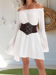 Womens Halloween Outfits Renaissance Blouse Tops Corset Accessories Long Sleeve Short Off Shoulder Dress Pirate Cosplay Costumes - 白色 - 查看 2