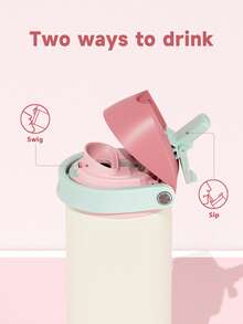 Meoky 24oz Vacuum Insulated Water Bottle with 2-in-1 Straw and Spout Lid, Insulated Cup, Keep Cold 24H, Leak-Proof, Fits in Car Cup Holder, Stainless Steel Tumbler for Sports, Travel, and School - 米黃 - 查看 5