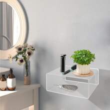 CNCEST Acrylic Floating Nightstand, Wall Mounted Acrylic Bedside Table Bookshelf, Bedside Table, Nightstand Shelf, 16.14*9.45*6.69in, Clear - Thông thoáng - Xem 5