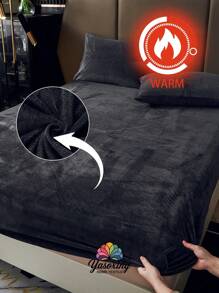 1 件深灰色天鹅绒床笠温暖柔软纯色毛绒床笠特大号双人床尺寸，奢华超柔软舒适床单，带 11.8 英寸深口袋，适合秋冬和春季，无枕套宿舍床上用品返校床上用品