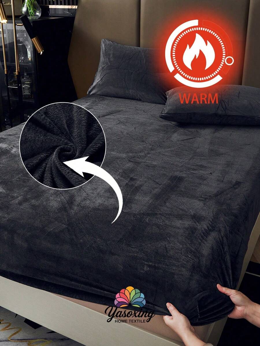 1 件深灰色天鹅绒床笠温暖柔软纯色毛绒床笠特大号双人床尺寸，奢华超柔软舒适床单，带 11.8 英寸深口袋，适合秋冬和春季，无枕套宿舍床上用品返校床上用品