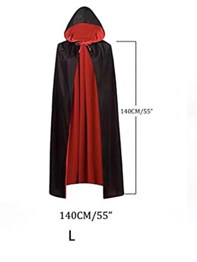 1pc Halloween Cloak, Reversible Red & Black Costume Prop, Suitable For Grim Reaper, Vampire, Wizard, Pirate - Black and Red - View 10