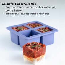 &P Cup Cubes Silicone Freezer Tray With Lid, Blue, Makes 4 1-Cup Portions, Freeze & Store Soup, Broth, Sauce, Leftovers, Dishwasher, 4-Cup - 木炭 - 查看 10