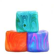 Needohs 流动图案冰块麦芽糖减压玩具，冰块麦芽糖挤压玩具，高品质，慢回弹，光滑质地，成人学生减压工具，提升专注力和改善情绪，适合作为生日/万圣节礼物、节日派对礼物（袋装，不含包装盒） - 彩色 - 查看 12