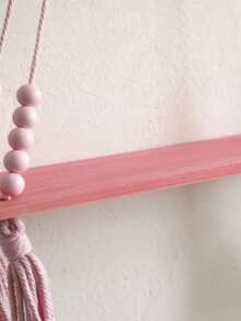 1Pc/2Pcs Bohemian Pink Hanging Shelf With Tassels And Beads, Decorative Wood Wall Mounted Floating Shelf For Bedroom, Living Room – Cute Boho Organizer For Small Plants, Toys, And Accessories, Macrame Wall Hanging Shelf - Boho Wood Wall Shelves With Wood Beads, Farmhouse Floating Shelf Rustic Hanging Plant Shelf For Bedroom Living Room Preppy Room Decor - Hồng - Xem 8