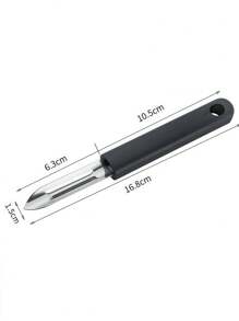 1/2 piezas Pelador de cocina, Pelador, Pelador, Cuchillo de cocina, Cuchillo de cocina, Cuchillo para verduras de acero inoxidable y plástico, color plateado y negro, 17.5 cm x 1.5 cm
