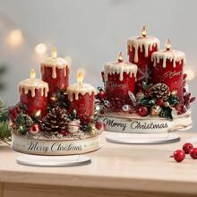 1/2/4 Pcs Merry Christmas Candle Desktop Decoration Multipurpose 2D Acrylic Plaque Home Dormitory Office Winter Gift Christmas Surprise
