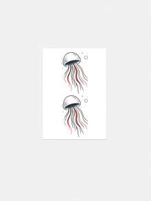 Waterproof And Sweat-Proof, Washable Temporary Tattoo Sticker. 1 Piece. PVC Material. Unique And High-Grade Design. Colorful Ocean-Like Jellyfish Tattoo. Fashionable Jellyfish Pattern. Suitable For People For Daily Use. - Multicolor - View 4