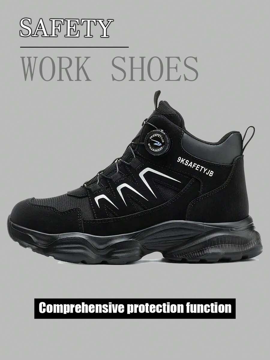 Indestructible New Men's Safety Boots, Anti-Slip Wear-Resistant Rubber Soles, Stylish And Comfortable Work Boots, Casual Hiking Shoes - 黑色 - 查看 1