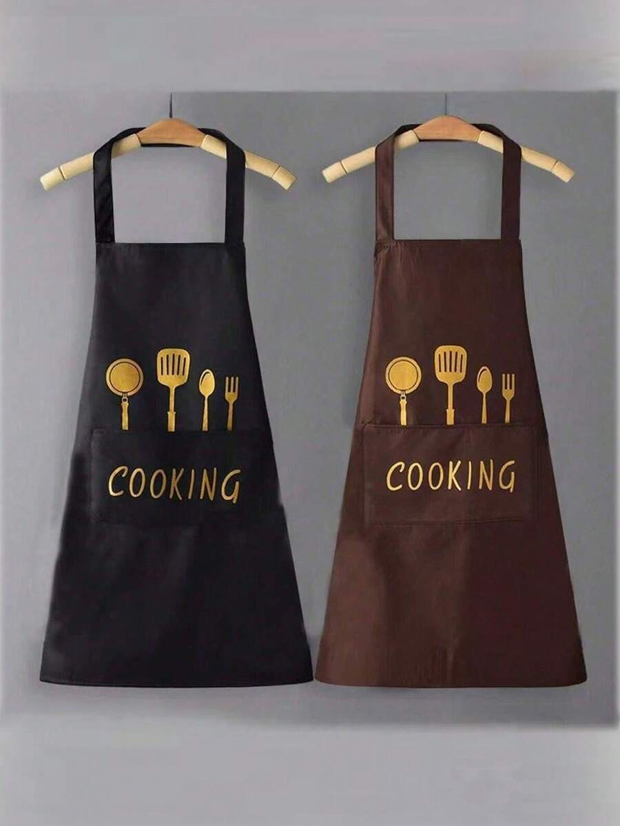 2 Stücke/1 Stück Premium Wasser- und Öl-beständige Kochschürze - langanhaltend, mit Besteckstaschen, anpassbare Einstellungen, perfekt für den Einsatz in Cafés, Restaurants und Heimküchen, ein stilvoller, vielseitiger Gegenstand, der unverzichtbar ist