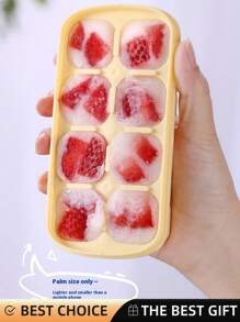 Juego de 4 bandejas de cubitos de hielo de silicona transparente grande con 8 ranuras, de fácil extracción, para mini nevera, cócteles, whisky, bebidas - Multicolor - Ver 4