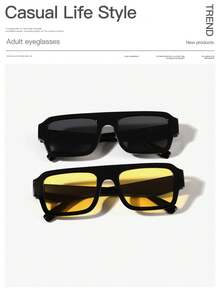 1 件男士休闲时尚全框黑色方形时尚眼镜，适合户外、旅行、钓鱼，适合夏季海滩度假、户外、旅行 - 彩色 - 查看 9