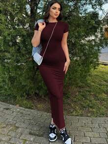 Letnia odzież damska, jednokolorowa seksowna sukienka z krótkim rękawem