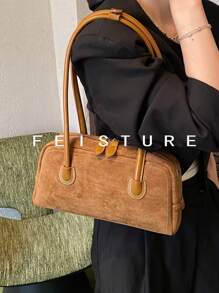 1 件复古绒面革保龄球包，拉链开合，适合日常外出、约会、通勤