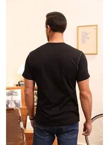 Henley Shirts Slim Fit Button T-Shirthalloween - 黑色 - 查看 8