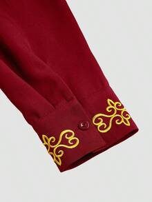2 件套男士白色 Dashiki 双排扣长西装外套和裤子，金色刺绣，长袖，立领，松紧腰裤，非洲服装，男士休闲衬衫和裤子 2 件套，适合所有季节的新款，适合派对、庆典、婚礼、文化活动、传统仪式 - 紅色 - 查看 7