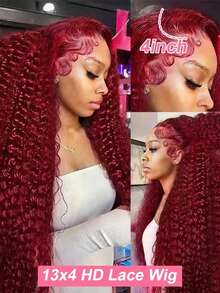 8-14Inch Deep Wave Bob Ginger Orange Lace Front Wigs Bob Human Hair Wig 14 Inch Orange13x4 Deep Wave Lace Frontal Bob Wigs Human Hair Pre Plucked 350# Colored Bob Wigs For Women Halloween Season - S99J - View 4