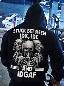 [PIERSON OBM] Sudadera con capucha impresa casual deportiva para hombres - Negro - Ver 1