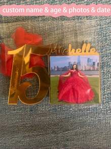 20/10/5/1 pieza Marco de fotos personalizado, Marco de fotos de acrílico con espejo, Marco de fotos de cumpleaños personalizado, Edad, fecha, foto, nombre personalizables, Regalos personalizados, Decoraciones de cumpleaños, Decoraciones de fiesta de baby shower