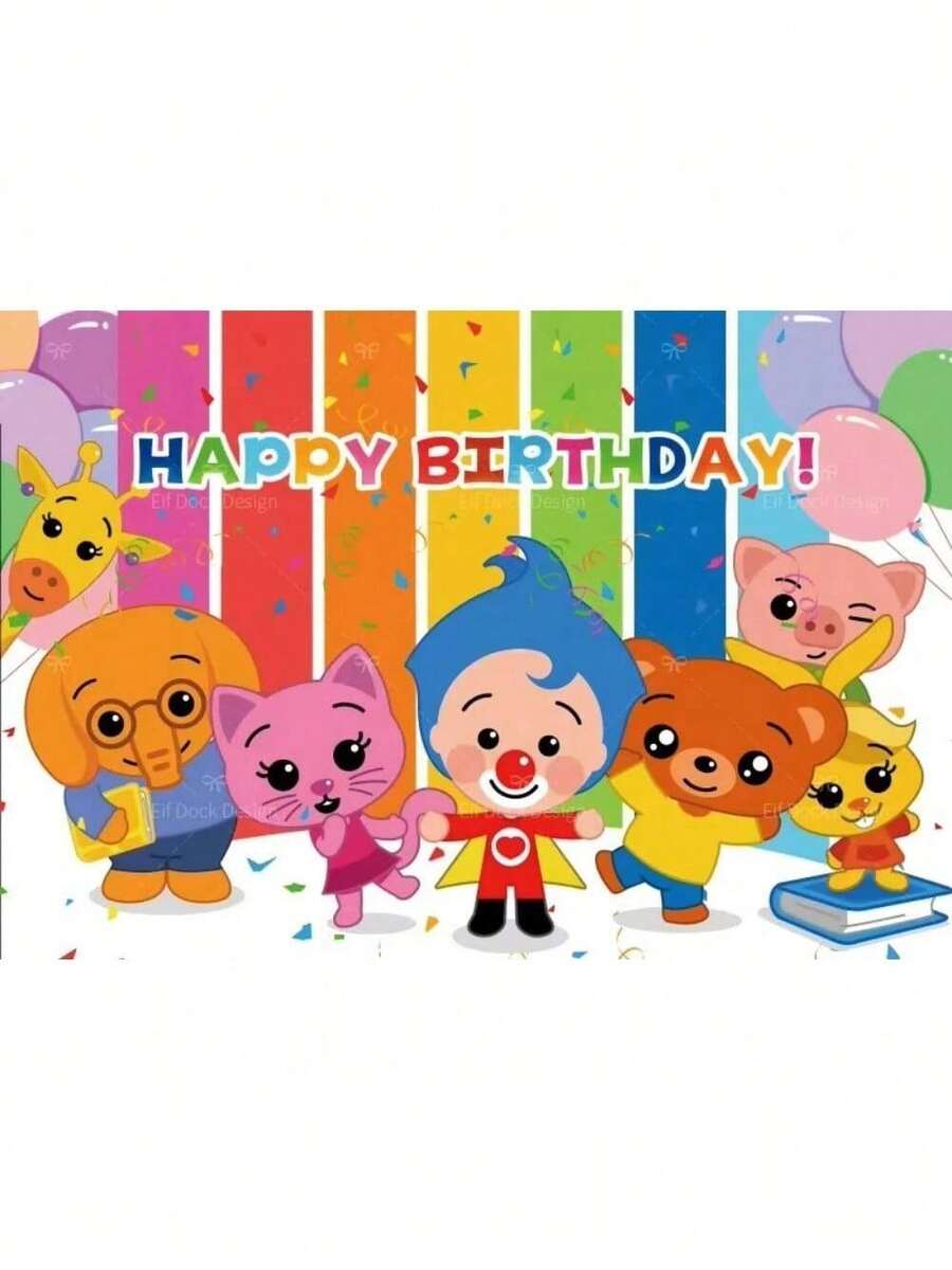 Plim Backdrop Kids Birthday Party Photography Cartoon Photo Background Rainbow Vinyl Table Banner Decoration Baby Room Tapestry - trắng - Xem 1