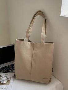 Bolso de lona minimalista casual, bolso de hombro de gran capacidad para mujeres, estudiantes universitarios, ir y venir