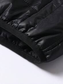 2025 冬季新款男士纯色休闲舒适轻薄简约连帽棉服外套 - 黑色 - 查看 7