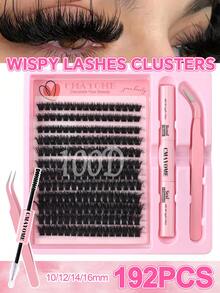 192/216/240 D Curl Large-Capacity False Eyelash Extensions Kit With Eyelash Extensions Adhesive, Tweezers, And Eyelash Brush. Fluffy, Thick, And Soft False Eyelash Extension Set, 60d 80d 100d 10-16mm Mixed-Length Individual Eyelash Clusters. Natural Look Style And Thin False Eyelashes For Daily And Dating, Cosplay, Night Party, Club, Stage, Carnival, Bridal,Wedding Makeup, Fake Eyelashes Gift Set For Women, Girlfriendlash Clusters Kit,Lashes,Eyelashes,Fake Lashes - Pink - View 14