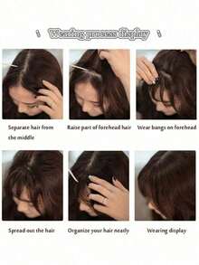 Women'S Synthetic Bangs Wig, Natural Eight-Sided Bangs, 8 Inches Black Brown Daily Wear Natural Fluffy For Women, Suitable For Party And Daily Use, Women'S Hair Accessories, Hair Clips., Hair Styling Kit, Hair Tool Kit, Home Beauty Women Accessory Gifts