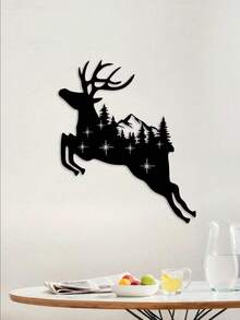 1 PIEZA Adorno colgante de ciervo de metal navideño, transmite un ambiente festivo con elementos de copos de nieve y estrellas, puede decorar espacios, adecuado para salas de estar, árboles de Navidad, tiendas, fiestas - Opción de regalo de calidad, regalo del Día de la Mujer - Decoraciones, Decoración del hogar, Decoración de pared, Decoración de habitación, Decoración de sala de estar, Decoración de la casa, Arte de pared enmarcado, Arte de pared con marco, Decoración de baño, Decoración de otoño, Decoración de invierno