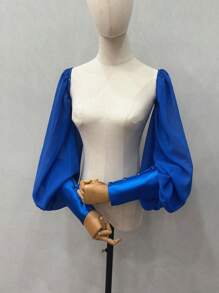 1 件白色雪纺长泡泡袖，配 2 个弹力黑色新娘袖口，秋季配饰 - 彩色 - 查看 20