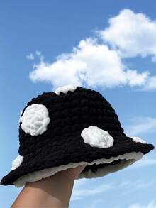 1 Cute Knitted Hat Handmade Crochet Mushroom Shaped Beanie - Soft Winter Warm Hat, Funny Novelty Headwear For Women, Unisex Style