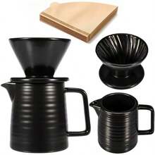 Pour Over Coffee Maker 17oz Pour Over Coffee Dripper Ceramic Retain Heat With 50PCS Paper Coffee Filter For Father's Day Christmas Reusable Drip Coffee Maker For Cafe Restaurant Home Camping - MatteBlack - View 1