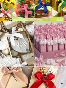 50pcs/Pack Silk Satin Ribbon Bows, For Gift Wrapping Decoration, Making Hair Clips & Headbands, Gift Packaging, Gift Baskets, Birthday Packages, Holiday Decor, Office Decor, Wreaths, Weddings, Bridal Showers, Parties - Multicolor - View 9