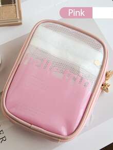 1pc Women Large Capacity Transparent Mesh Makeup Bag, Waterproof Travel Toiletry Organizer Pouch, Portable Compact Cosmetic Bag For Skincare, Lightweight And Convenient For Trips And Touch-Ups