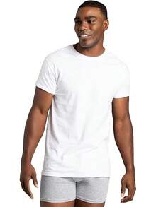 Men's Crew Tee Undershirts, Wicking,, Big & Tall Available - 白色 - 6 件裝 - 查看 5