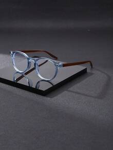 1 Pair Vintage Round Frame Personalized Fashion Multi-Color Flat Lens Glasses For Men, Metal Hinges, Suitable For Computer Office, Decoration, Student Study, Reading, Business, Running, Gaming, Driving - Multicolor - View 2