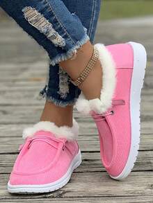 Plus Size Women Winter Shoes Winter New Thick Sole Snow Boots Fur Lining Warm Lace-Up Boots