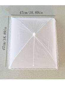 1 Pieza Cubierta de arroz blanco, Cubierta de mesa plegable a prueba de moscas, Cubierta contra el polvo para el hogar, Cubierta de alimentos a prueba de moscas con borde de encaje para uso en exteriores, Grande cubierta a prueba de insectos y polvo, Adecuada para fiestas al aire libre, picnics, barbacoas y campamentos, sala de estar, cocina, cubierta contra moscas de la fruta, accesorios de organización de cocina.