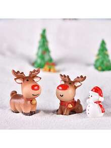 Miniature Elk Figurines - Resin Christmas Reindeer Statues For Succulent & Bonsai Decor, Outdoor Garden Micro Landscape Accessories Home Decor Christmas Decorations Room Decor - Multicolor - View 6