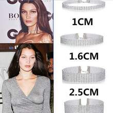 Hot-Selling Luxury Diamond-Encrusted Necklace Collarbone Chain European And American Fashion Jewelry Choker Necklace Choker - 12排金色 - 查看 4