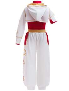 Zombier Flickdräkt Barn Nova Halloween Cosplay Cheerleader Mesh Topp Byxa Huva Jacka 3PC Uniform Outfits Barn Fancy Karneval Jul Födelsedagsfest Gåva - Vitt - Visa 9