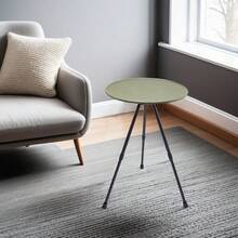 Balcony Mini Garden Table - Space Saving Foldable Design, Waterproof Round Table Top, Weather Resistant Metal For Small Space Decoration, 2 Layers Height 13.8/22 Inches, Suitable For Gardens, Balconies, Backyards, Porches, Deck, Camping, Folding Table - Green - xanh quân đội - Xem 4