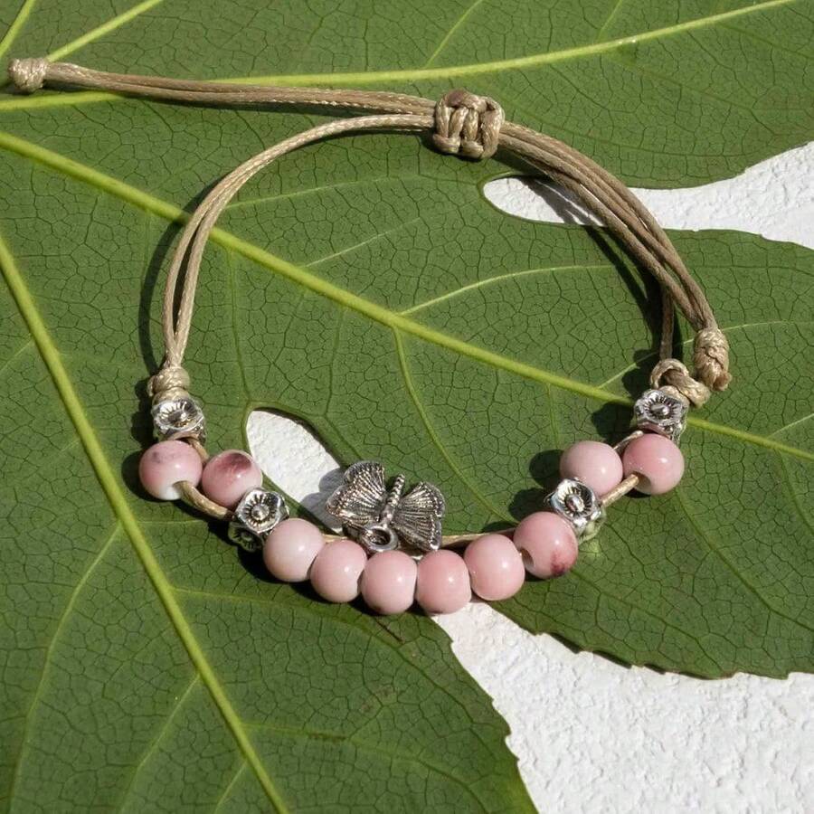 Handmade Green Boho Bracelets For Women, Bohemian Ceramic Beads Bracelets For Friends,  Porcelain Stone Beaded Bracelets For Sisters - Default - View 1