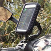 1pc Motorcycle Phone Holder, ABS Waterproof Shockproof Holder Bag With Touch Screen, 360° Rotatable Handle Grip, Outdoor Cycling Accessory, Universal Fit - Multicolor - View 2