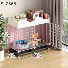 Indoor Dog Cage With Separate Litter Box For Small/Medium Dogs, Corgi & Teddy Pet Dog Kennel Fence - Multicolor - View 4