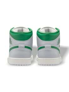 Air Jordan 1 Mid 男士运动鞋 篮球休闲日常穿搭 皮革鞋面 透气缓震 Nike Air 泡棉中底 加厚鞋领 支撑性撞色 Logo 防滑耐磨 系带复古经典风格 灰白配色 DQ8426-14 - 綠峰白純鉑金 - 查看 6